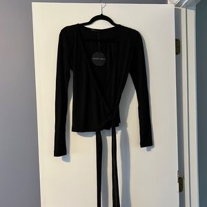 Wrap Tie Harlowe & Graham Top - Medium - Black